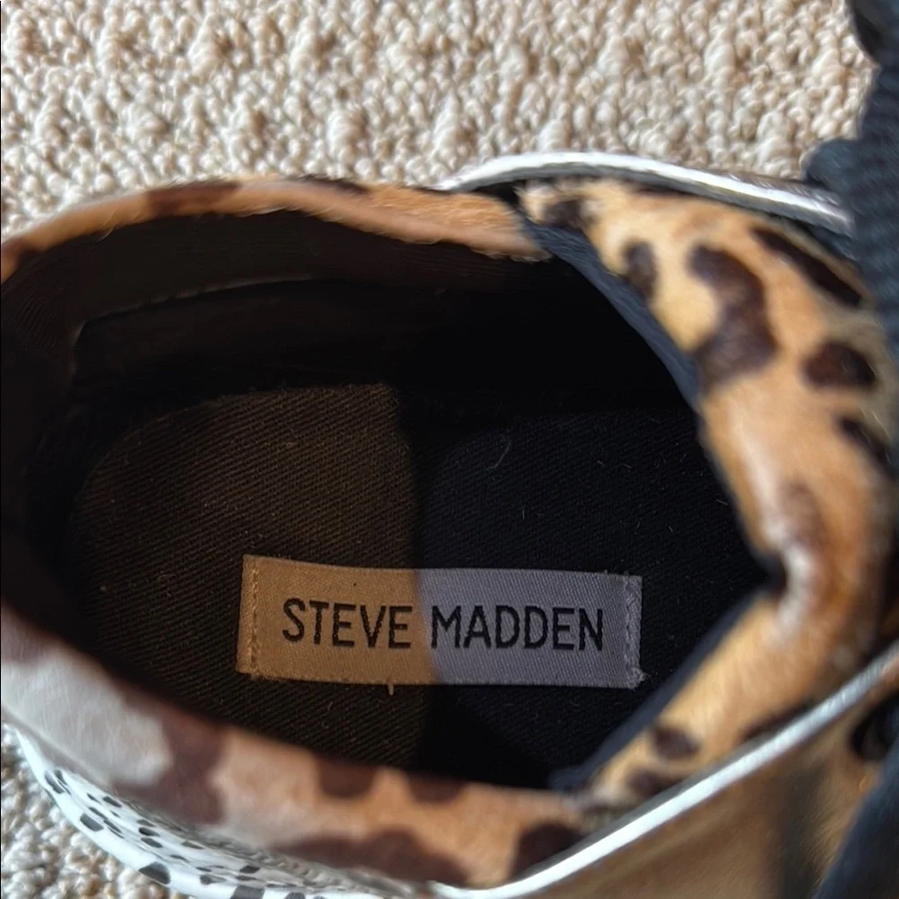 Steve Madden Animal Print Wedge Sneakers Size 8 - Picture 3 of 5